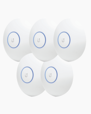 Paquete de 5 Access Point UniFi de largo alcance, Doble banda 802.11ac MIMO2X2 para interior, PoE 802.3af, soporta 250 clientes, hasta 867 Mbps, Los equipos no incluyen poe se sugiere comprar aparte el modelo POE-24-12W-G