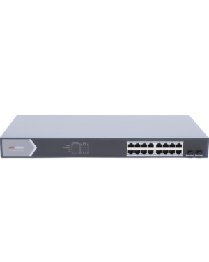 Switch Gigabit PoE+ / Administrable / 16 puertos 10/100/1000 Mbps PoE+ / 2 puertos SFP / configuración remota desde Hik-ParnerPro / PoE hasta 250 metros / 225 W