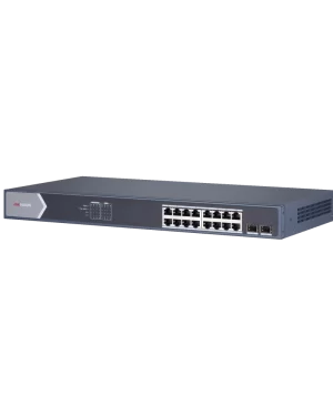 Switch Gigabit PoE+ / Administrable / 16 puertos 10/100/1000 Mbps PoE+ / 2 puertos SFP / configuración remota desde Hik-ParnerPro / PoE hasta 250 metros / 225 W