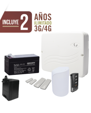 KIT Alarma Cloud Híbrido/Comunicador 4G Lte Integrado/8 Zonas Cableadas, 32 Inalambricas /Programación 100% vía WEB