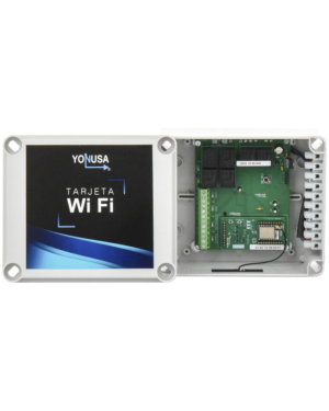 Modulo WIFI con gabinete para uso en Energizadores YONUSA/Aplicación sin costo/Activación Remota de 4 salidas tipo Relay con alta capacidad.