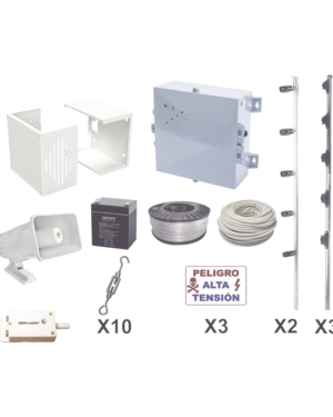 KIT ESENCIAL PARA 25Mts PERIMETRALES DE CERCO ELÉCTRICO PARA PROTECCIÓN DE ROBOS EN CASAS, NEGOCIOS, BODEGAS,ETC.