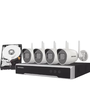 Kit IP Inalámbrico 4 Megapixel / NVR 4 Canales / 4 Cámaras Bala para Exterior / 1 HDD de 1 TB / Modo Repetidor